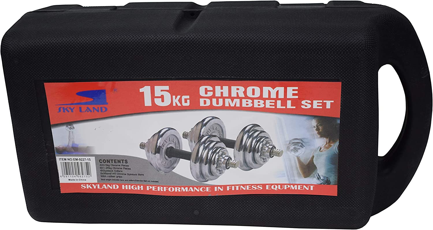 Unisex Adult Chrome Dumbbell Set 15kg Skyland Em 9227 15 SKYLAND