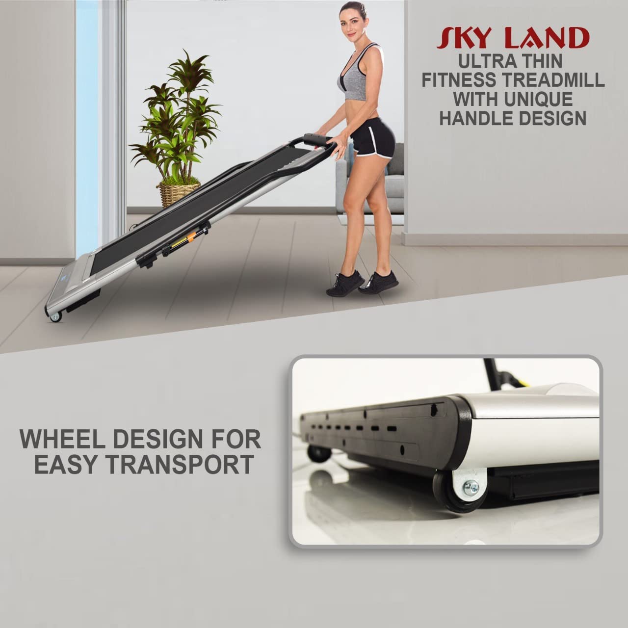 Sky Land Fitness Treadmill Under Desk Walking Pad Ultra thin 2.25HP Brushless Motor Treadmill For Home With 4 Display And FS App EM 1263 SKYLAND