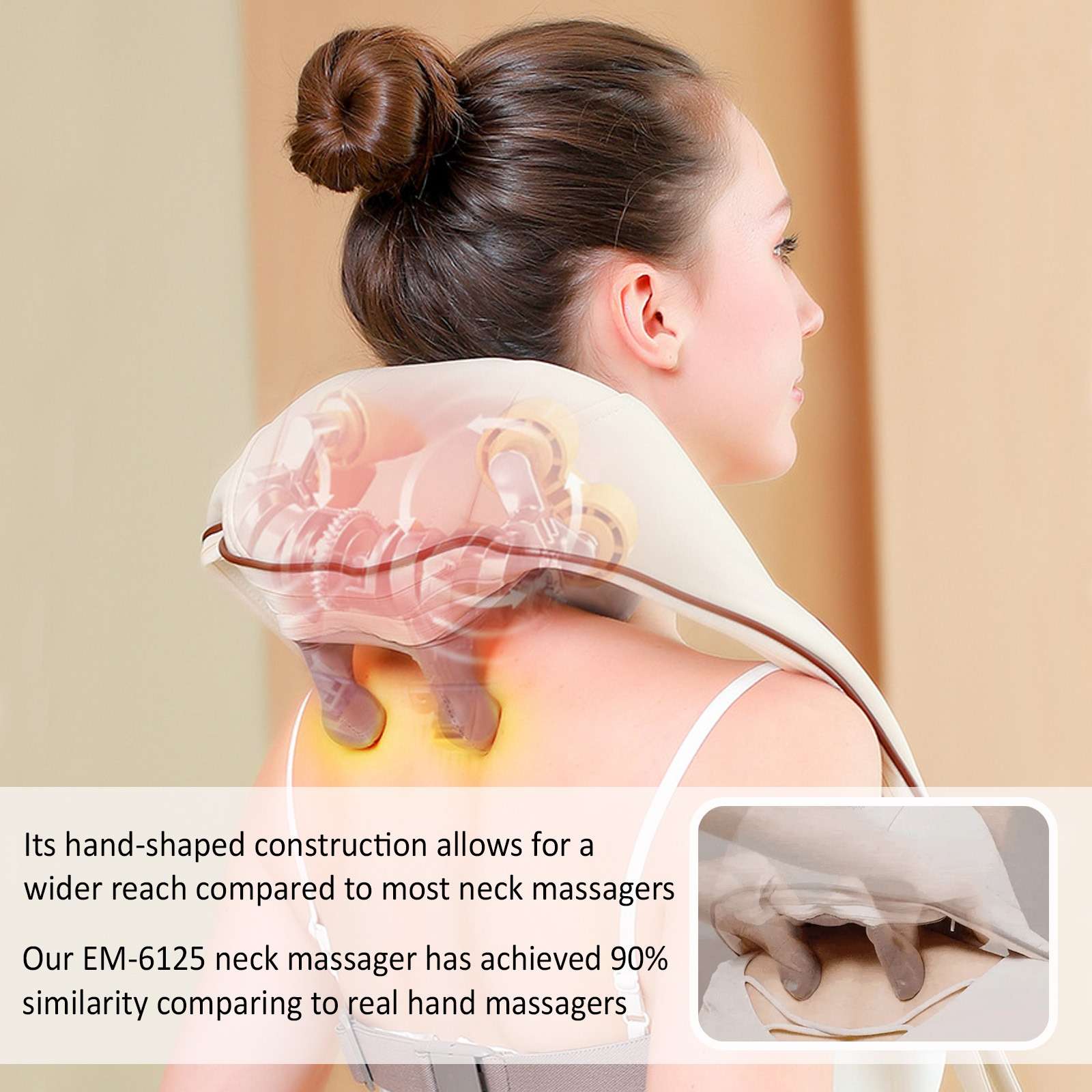 SKY LAND Shiatsu Neck and Back Massager – Electric 3D Kneading Massage  Pillow with Soothing Heat for Shoulder, Leg, and Body Muscle Pain Relief.  Perfect for Home, Office, and Car Use-EM-6125 -