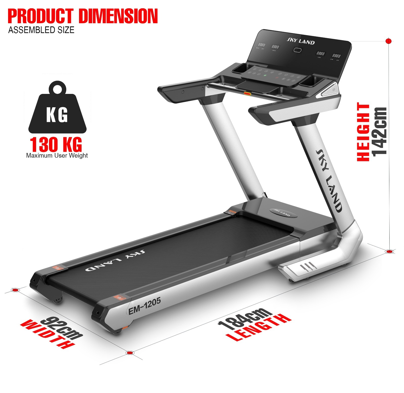 Treadmill maximum user weight 150kg sale