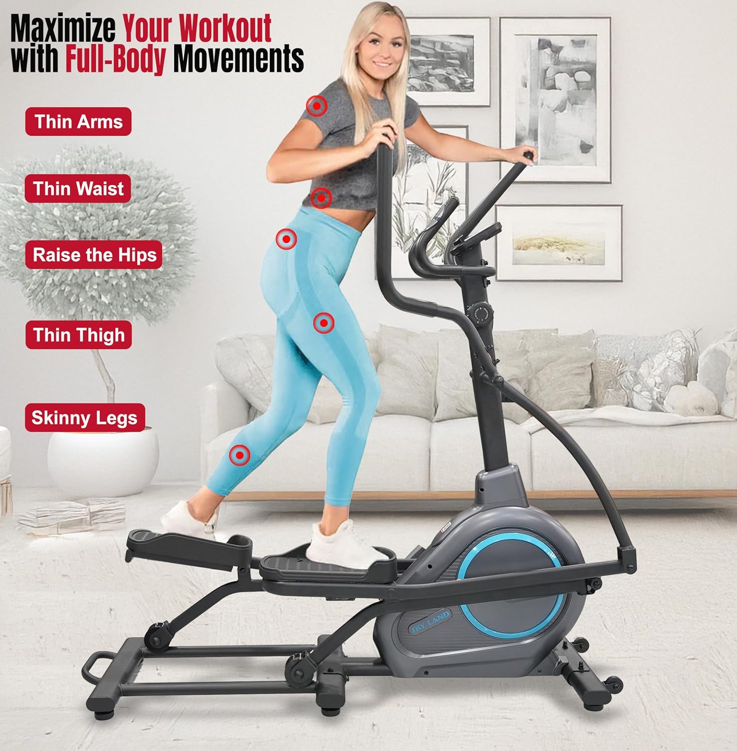 SKY LAND Elliptical Cross Trainer 10-Level Magnetic Resistance