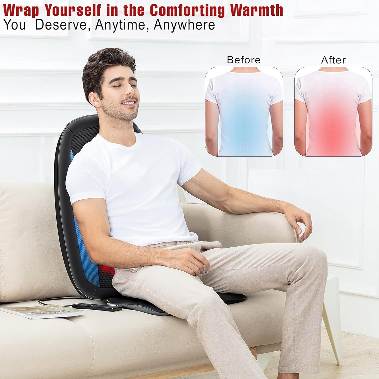 SKY LAND Shiatsu Back Massager Seat with Heat EM-5229 Deep