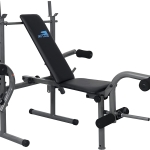 SKY LAND Adjustable & Foldable Multi-Function Weight Bench - EM-1820, Grey | Flat & Incline Bench with Bar Holder & Olympic Weight Storage (Weights Not Included)