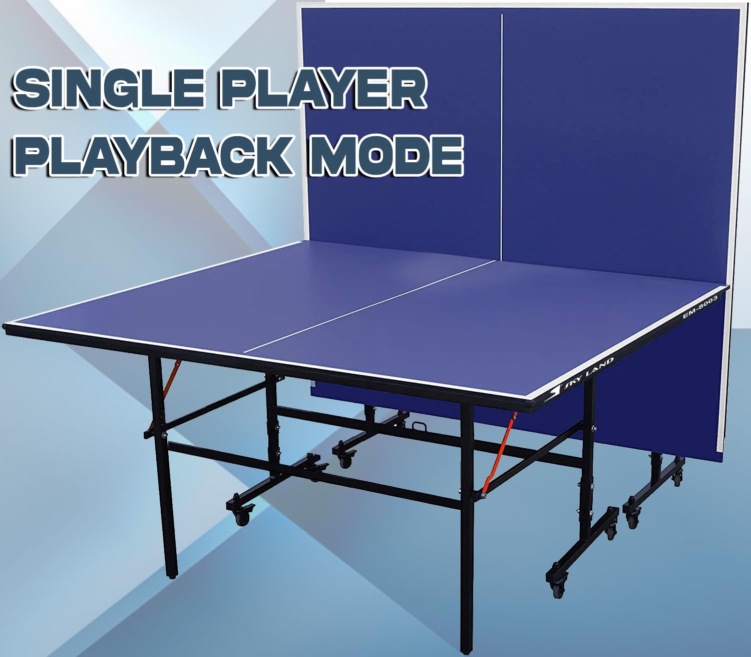 SKY LAND Indoor Table Tennis EM-8003 | Official Size Ping Pong Table Setup with Single Folding Design, Wheels, TT Sports Equipment for Home, Office & Indoor Play - Image 2