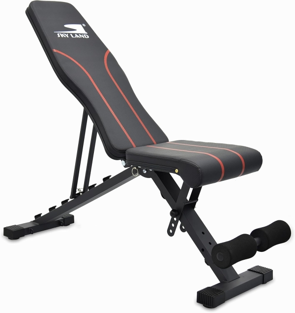 SKY LAND Weight Bench, Adjustable Workout Bench Foldable Strength Training Bench for Home Gym-EM-1868, black