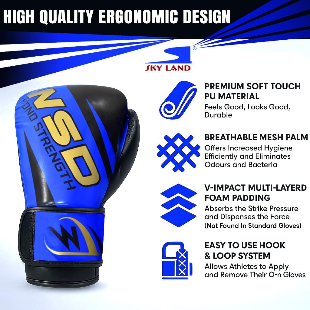 SKY LAND Premium Boxing Gloves/Training Gloves for Men and Women/for fitness training, Punch In Boxing/Kickboxing/Sparring- - Image 3