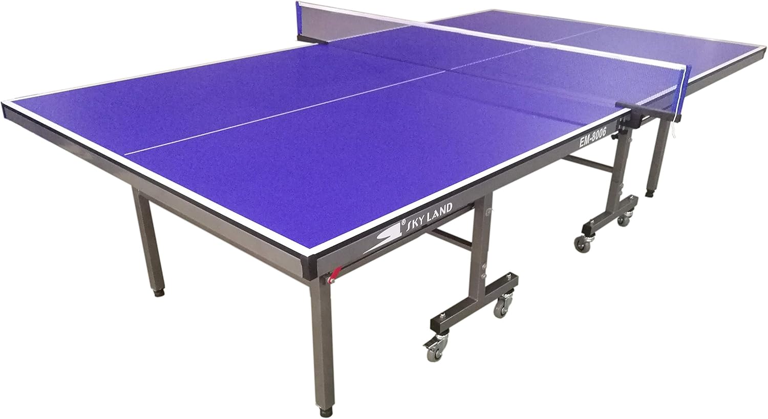 SKY LAND Unisex Adult EM-8006 Single Folding Movable Outdoor Tennis Table, Blue, Large