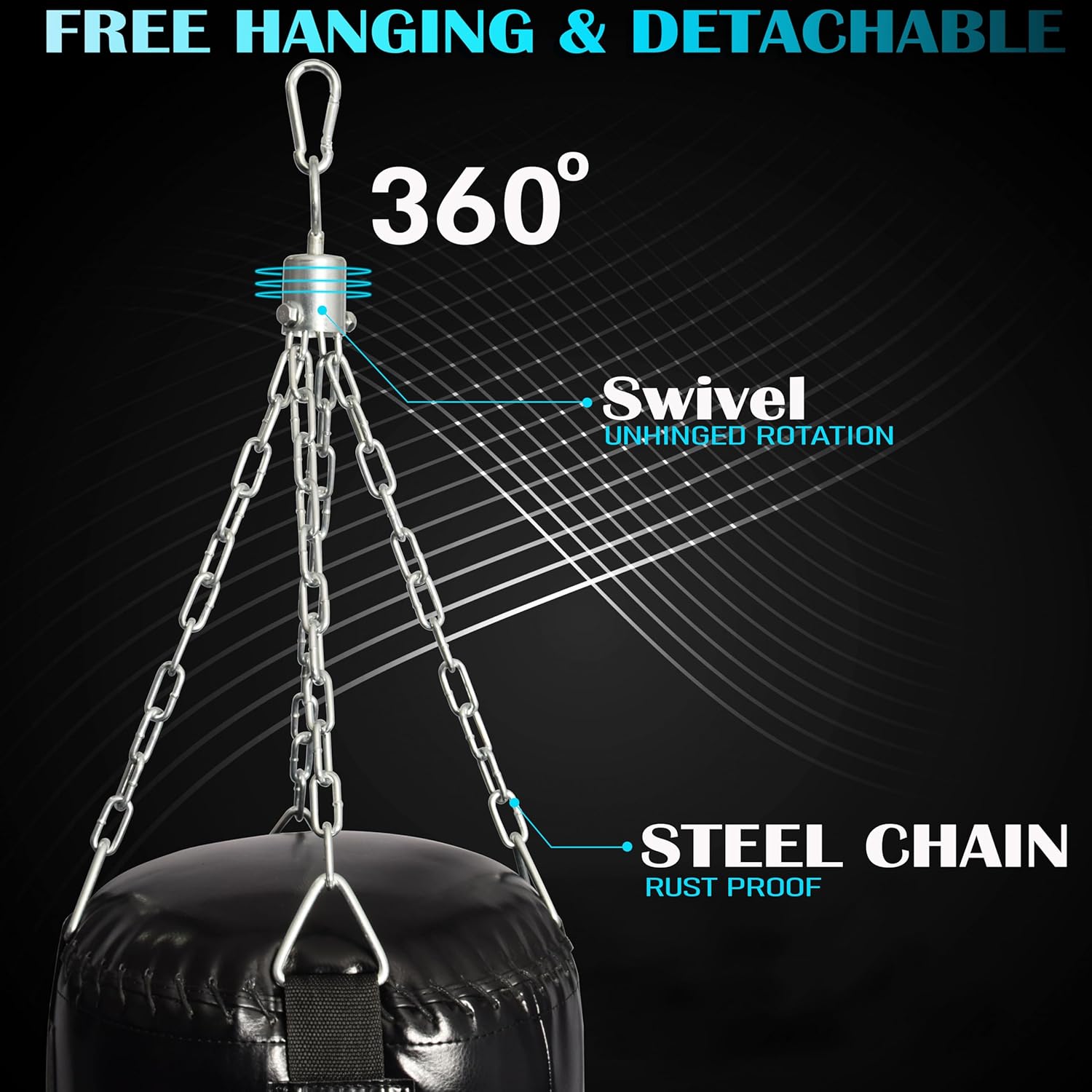 SKY LAND Boxing Bag | Punching Bag Heavy Duty PU Leather Hanging Bag With a Wall Mount Hanger For MMA Kickboxing Boxing Karate Muay Thai Home Gym For Adults & Youth, EM-1876 - Image 3