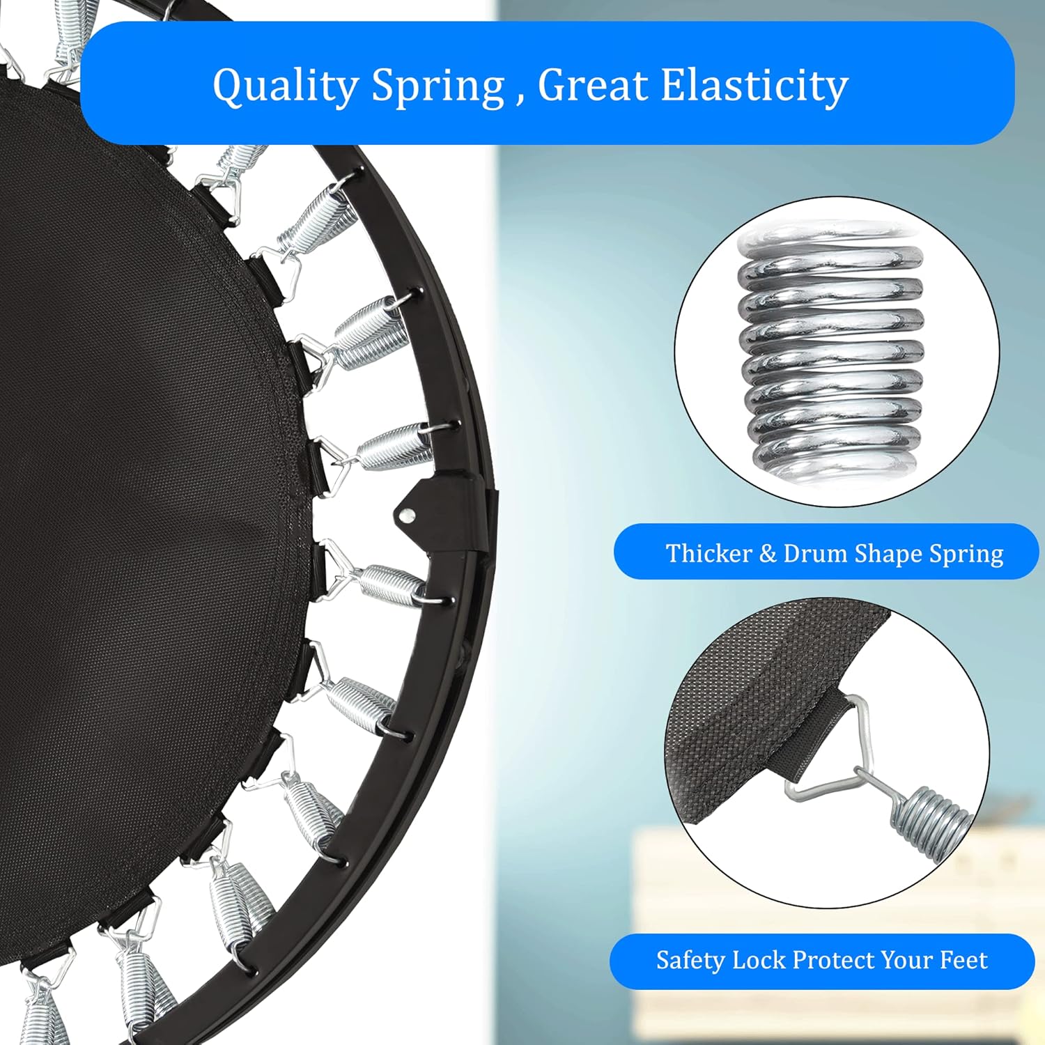 SKY LAND Fitness 40" Trampoline For Adults & Kids | Fitness Rebounder With Adjustable Foam Handle & Safety Pad/ Bungee Cords, Stable & Quiet Exercise Rebounder For Indoor & Outdoor, EM-8102 - Image 6