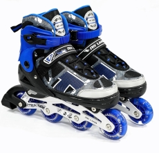 SKY LAND Children?s Inline Skates with 8 Light-Up Wheels ? Adjustable Skate Shoes for Kids & Teens, Comfortable Roller Skates for Beginners & Intermediate ? Blue TMX-016-L