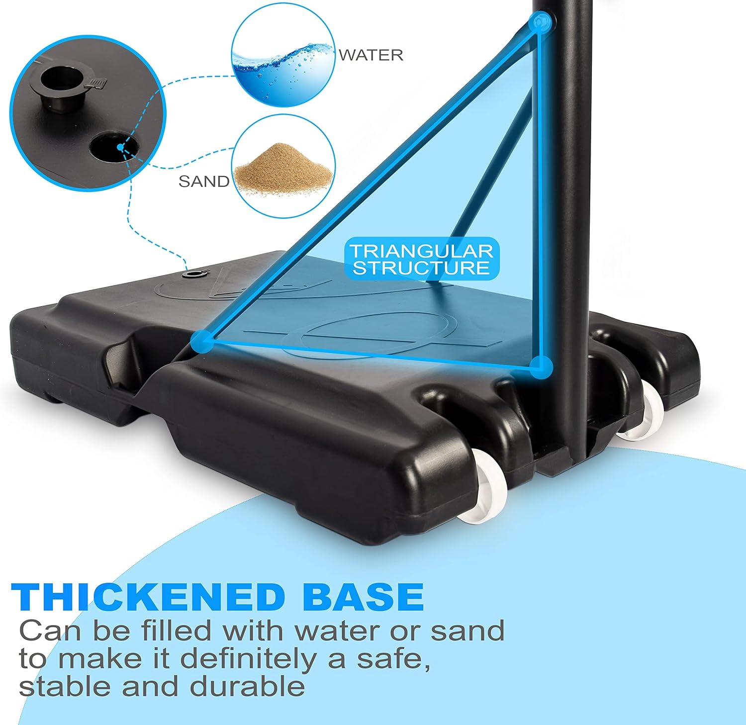 SKY LAND Sports Basketball Hoop | Basketball Goal on Wheels Adjustable Height 5-10 FT, 44" Backboard For Adults & Kids, Outdoor Basketball Stand, EM-1873 - Image 5