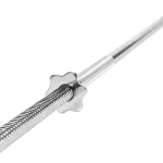 SKY LAND Barbell Bar | Solid Steel Chrome Weightlifting Bar with Threaded Ends, Star Lock Collars & Knurled Grip | Fits 1 Inch Standard Weight Plates, Max Load 70 KG EM-9253Rod-1.5