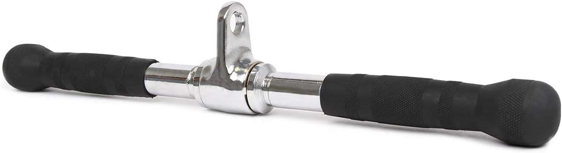 SKY LAND Rotating Straight Press Down Bar | Solid Steel Chrome Cable Attachment with Rubber Handgrips & Revolving Hanger | Triceps, Biceps & Upper Body Training Accessory EM-9235-R