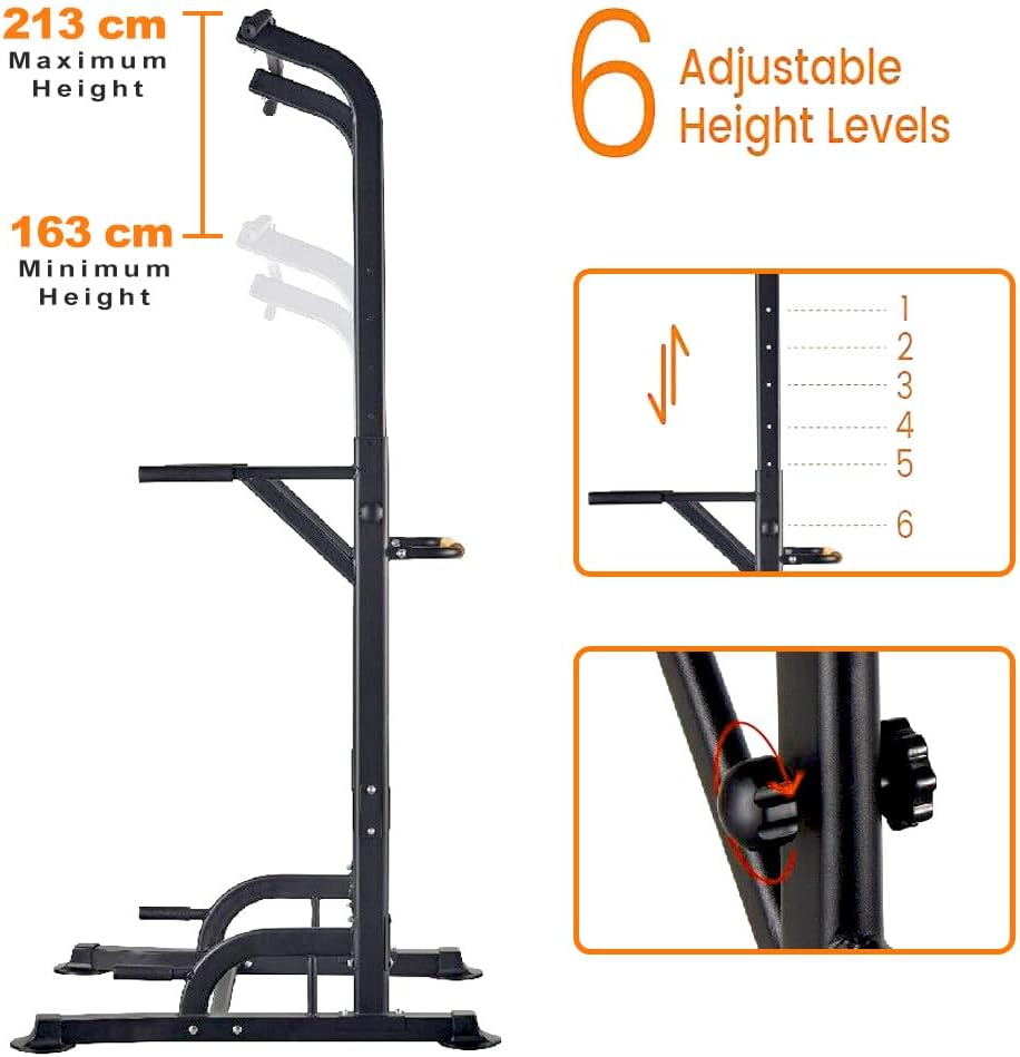 SKY LAND Power Tower, Multi-Function Home Gym Workout Station for Pull-Ups, Dips, Push-Ups & Leg Raises, Height Adjustable 163–213cm, Heavy-Duty Steel Frame, 100 KG Capacity EM-1841-S - Image 6