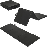 Sky Land Tri-Folding Tumbling, Kneeling Mat, Exercise Mat,180Cm Long X 60Cm Width X 4Cm Thickness With Carrying Handles For Gymnastics, Mma, Stretching, Martial Arts, Core Workouts-Em-9348-B, Black