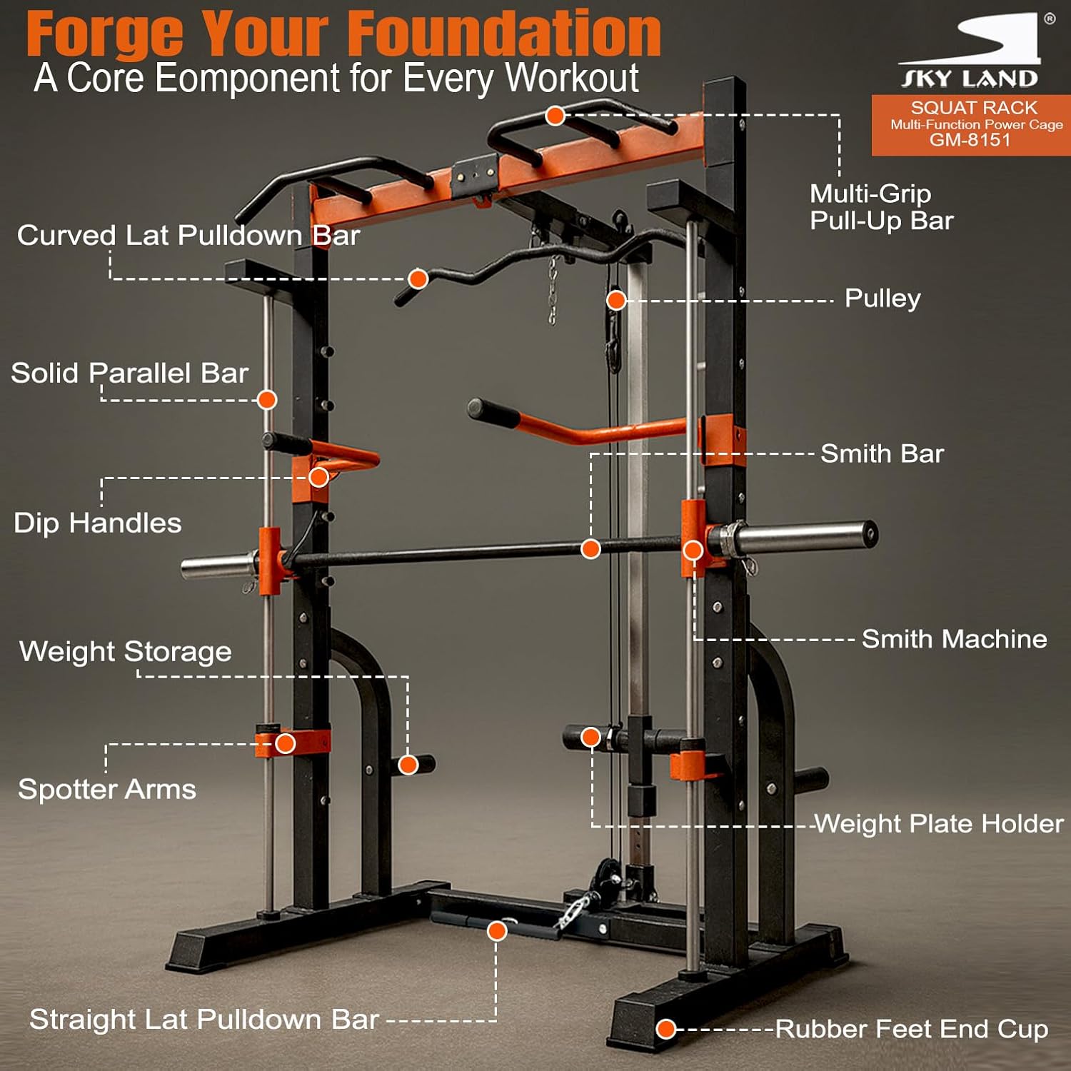 Power Cage, Smith Machine - Squat Rack - Multi-Function Home Gym Equipment for Full-Body Strength Training - Image 5