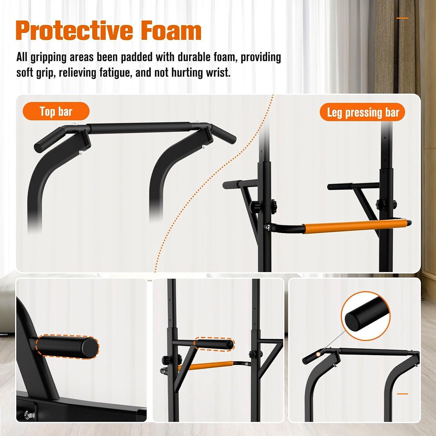 SKY LAND Power Tower, Multi-Function Home Gym Workout Station for Pull-Ups, Dips, Push-Ups & Leg Raises, Height Adjustable 163–213cm, Heavy-Duty Steel Frame, 100 KG Capacity EM-1841-S - Image 7