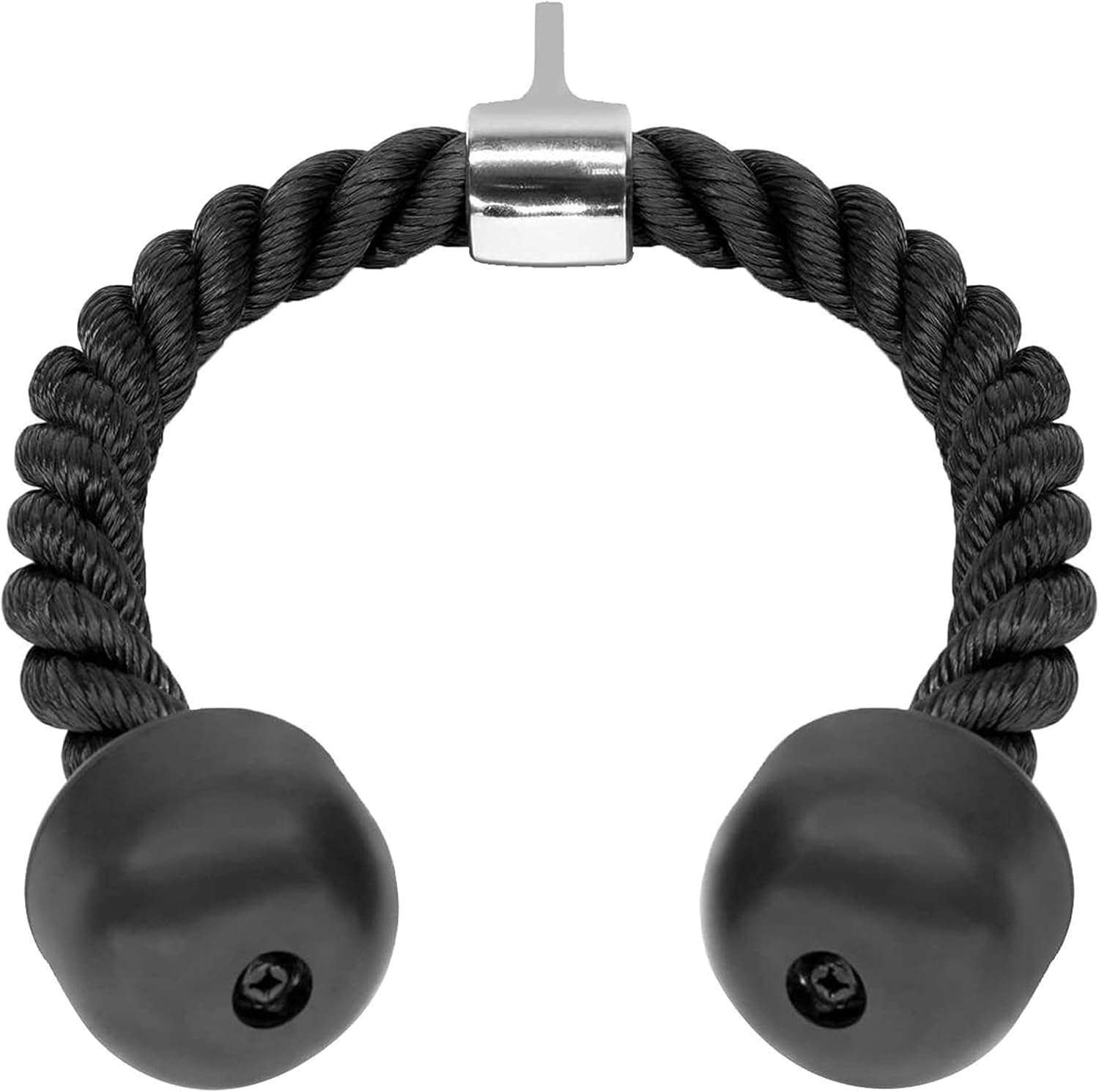 SKY LAND Heavy Duty Tricep Rope Pull Down Attachment - 69cm Braided Nylon Cable Machine Accessory with Solid Rubber Ends, Stainless Steel Rotating Locker & ABS Handle for Biceps, Triceps, Shoulders & Home Gym Workouts - Black (EM-9339)