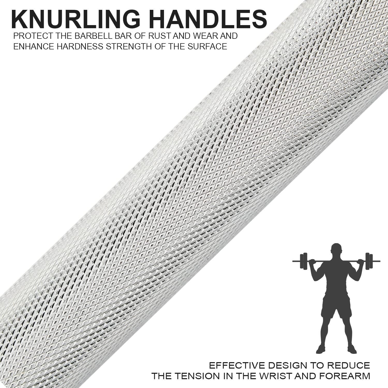 SKY LAND Powerlifting Bar 1.2M Solid Steel Olympic Barbell with Chrome Finish & Rotating Sleeves | Heavy Duty Gym Workout Bar for Strength Training, Weightlifting & Home Fitness EM-9265-Rod-1.2 - Image 5