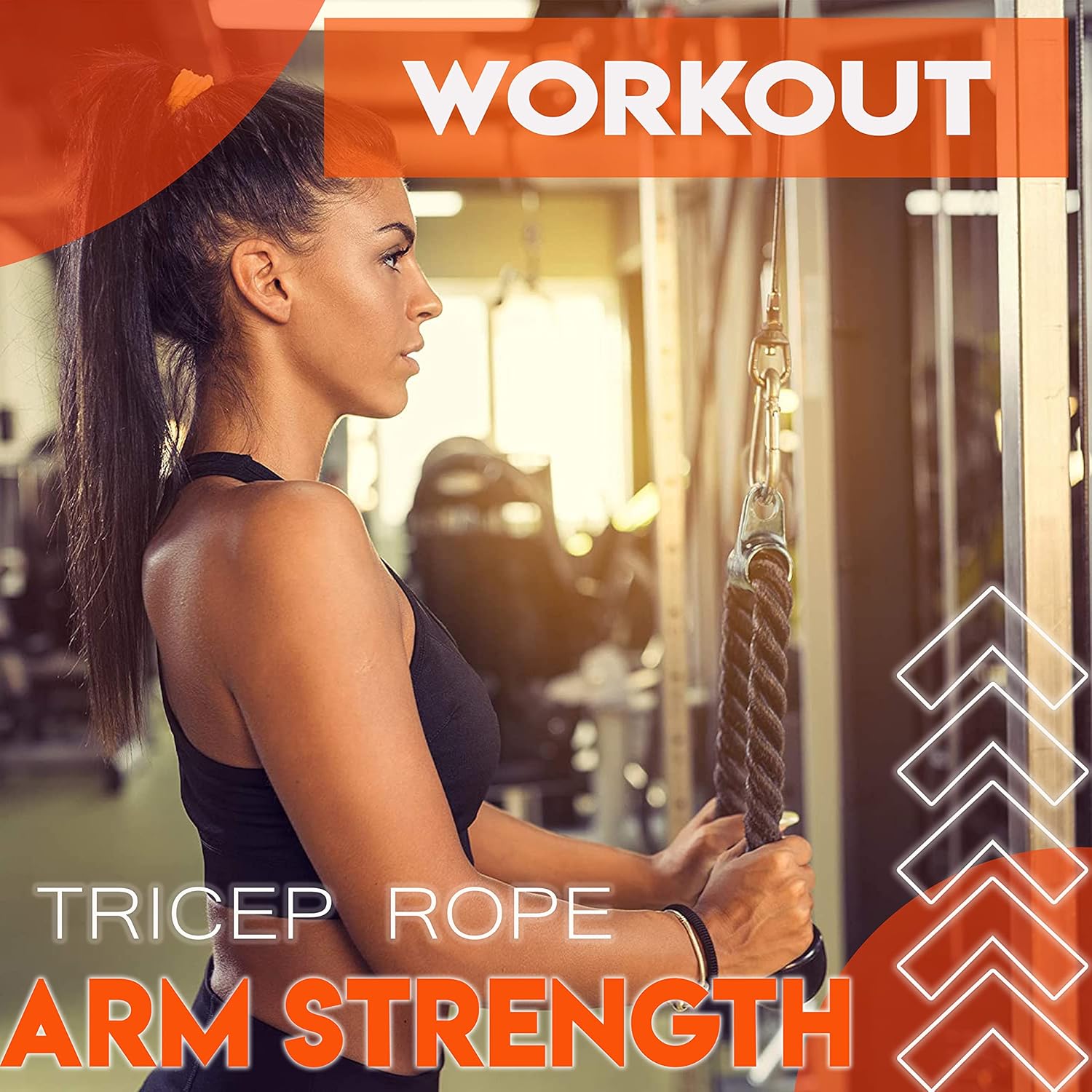 SKY LAND Heavy Duty Tricep Rope Pull Down Attachment - 69cm Braided Nylon Cable Machine Accessory with Solid Rubber Ends, Stainless Steel Rotating Locker & ABS Handle for Biceps, Triceps, Shoulders & Home Gym Workouts - Black (EM-9339) - Image 6