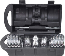 SKY LAND Chrome Dumbbell Set for Home Workout – Adjustable Unisex Dumbbells with Case, Non-Slip Grip, Rust-Resistant Plates – EM-9227-15