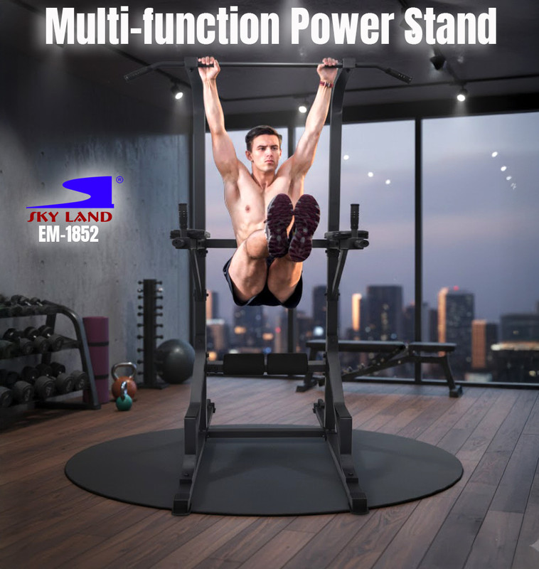 SKY LAND Pull Up Station EM-1852, Multi-Function Dip Stand & Home Workout Tower for Full-Body Training – Heavy-Duty Pull Up Stand with Push-Up & Knee Raise Support – Unisex Adult, Black - Image 2