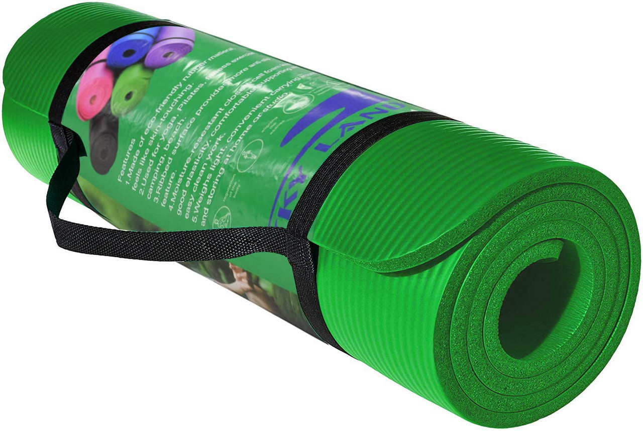 SKY LAND Yoga Mat Non Slip,10mm Yoga Mat with Included Strap-Ideal for HiiT, Pilates, Yoga, and Home Workouts-NBR Gym Exercise Mat Ideal for Various Fitness Routines (Green, 183 x 61cm)-EM-9315-G