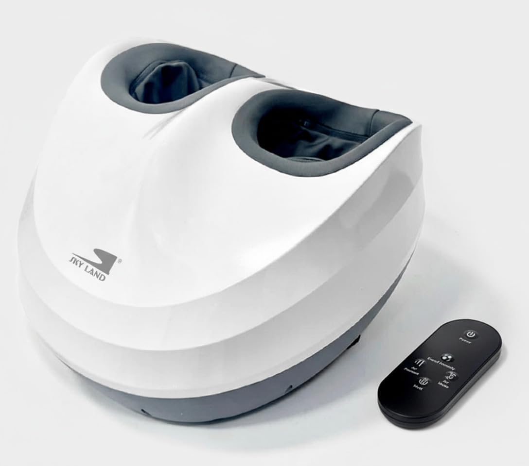 Foot Massager, Shiatsu Massage with Heat, Air Compression, Remote Control, 3 Intensity & Speed Levels, Ankle Support, Detachable Footrest, Fits Up to EU Size 45 EM-2198