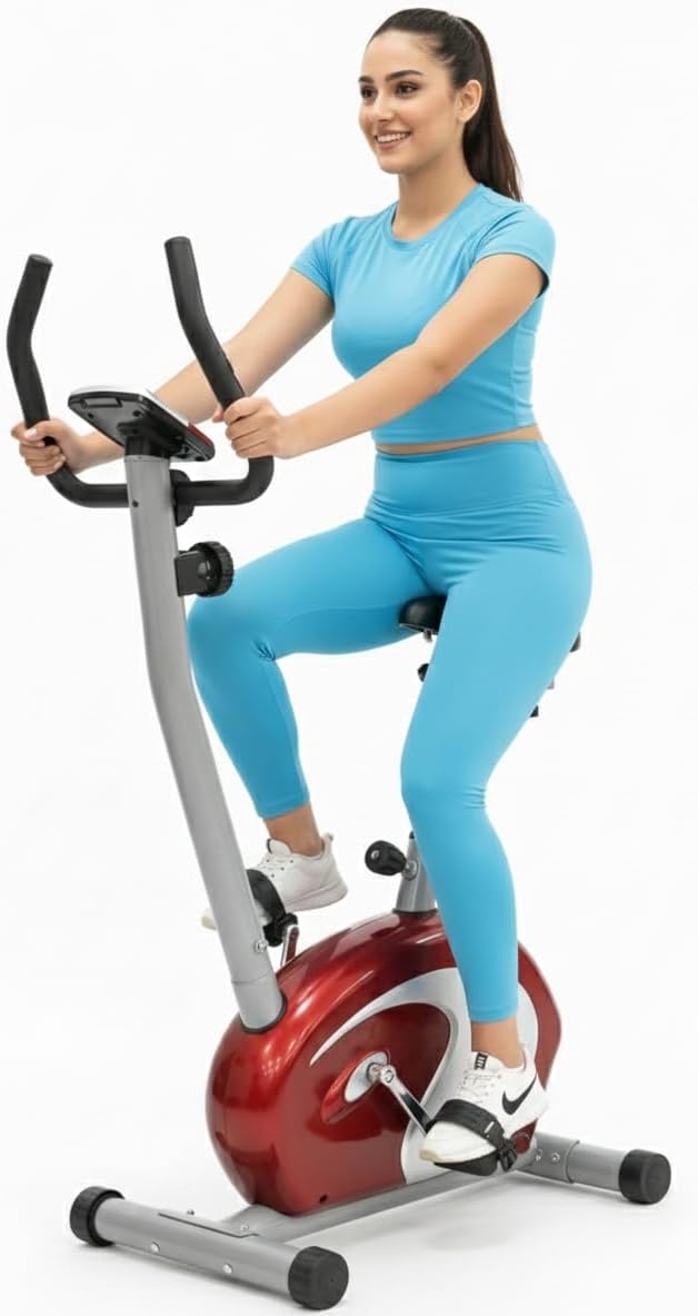 Magnetic Upright Exercise Bike for Home Gym ?C Adjustable Seat & Handlebar, Digital Display, 8 Resistance Levels, Silent Indoor Cycling Bike for Full-Body Cardio & Strength Training (EM-1531)