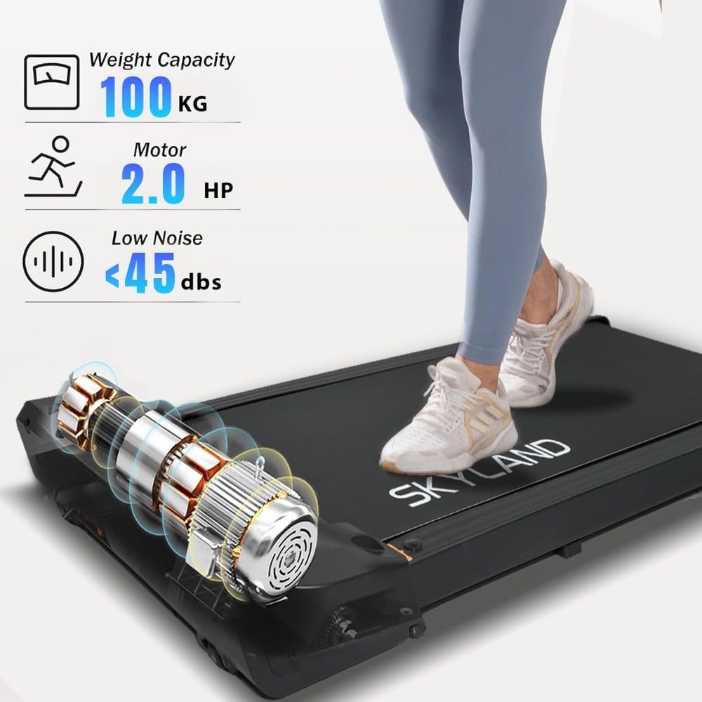 Walking Pad Treadmill EM-1304 | Slim Under Desk Treadmill for Home & Office, Quiet 2HP Motor, LED Display, Remote Control, Compact Folding Design, 100KG Capacity Portable Walking Machine - Image 3