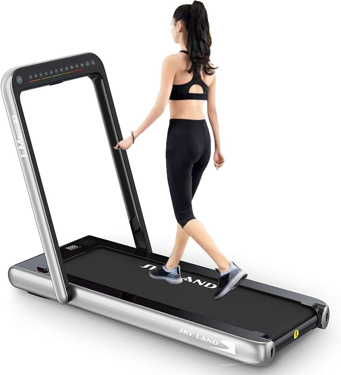 2-in-1 Walking Pad & Foldable Treadmill | 2.25 HP Motor, Auto Speed, Bluetooth Speaker, LED Display | Compact Home & Office Running Machine EM-1282-G