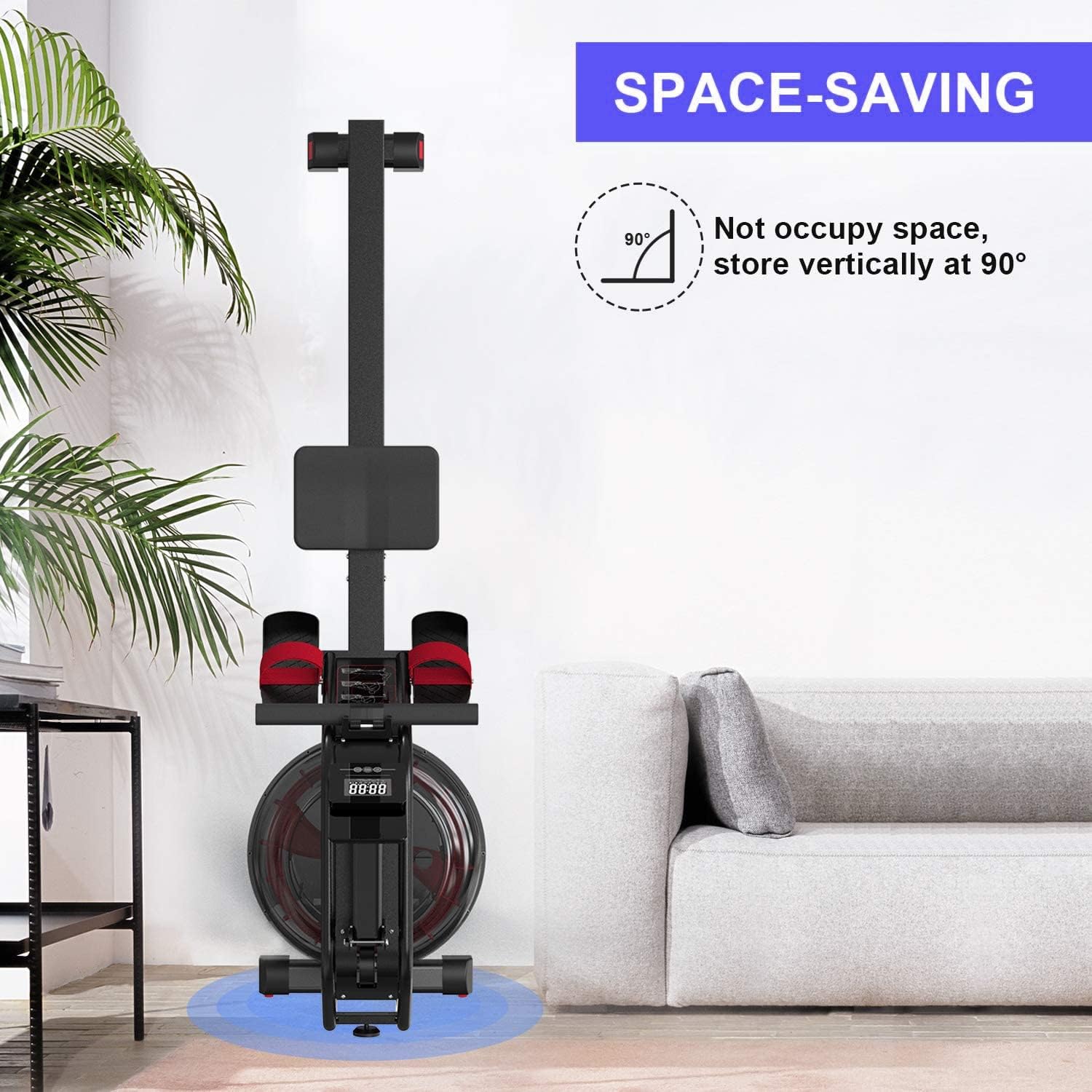 Water Rowing Machine for Home Use ?C Indoor Cardio Rower with 6-Level Water Resistance, Bluetooth App, LCD Monitor, Foldable Storage & 130KG Capacity Fitness Equipment GM-8143 - Image 8