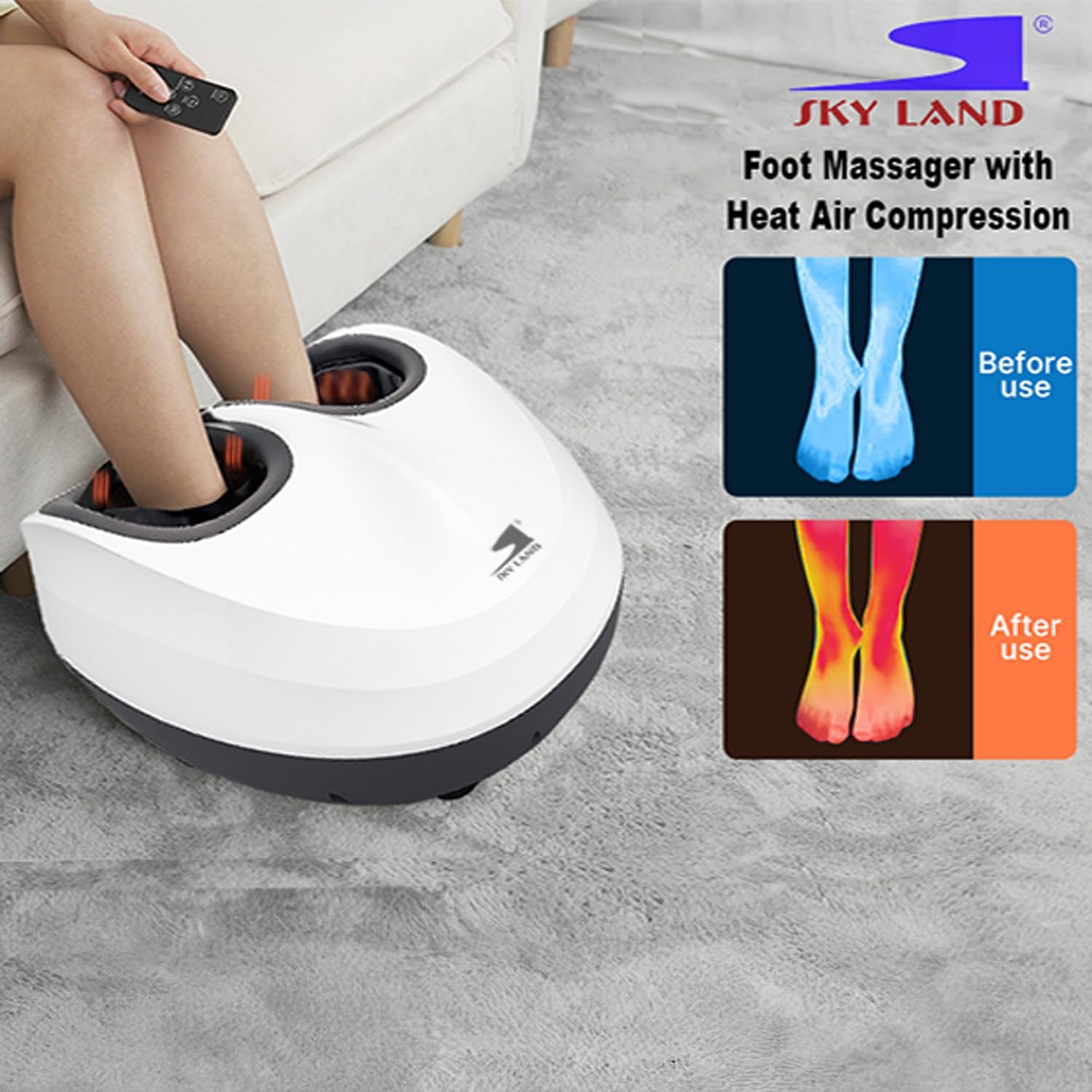 Foot Massager, Shiatsu Massage with Heat, Air Compression, Remote Control, 3 Intensity & Speed Levels, Ankle Support, Detachable Footrest, Fits Up to EU Size 45 EM-2198 - Image 5