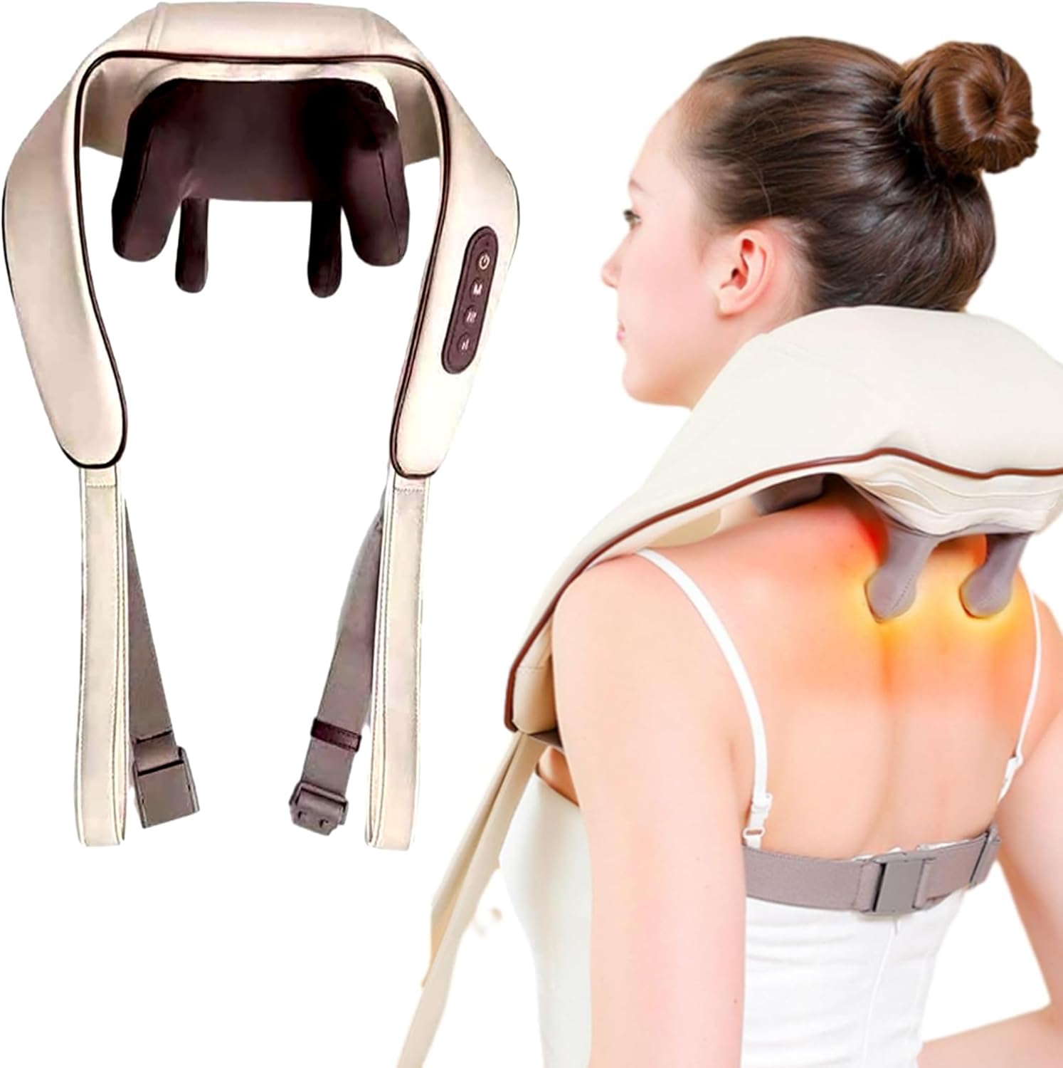 SKY LAND Shiatsu Neck and Shoulder Heat Massager - Electric 3D Kneading Massage Pillow with Soothing Heat for Shoulder, Leg, and Body Muscle Pain Relief. Perfect for Home, Office, and Car Use-EM-6125