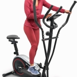 Magnetic Elliptical Cross Trainer Bike | 8-Level Magnetic Resistance | LED Display | FitShow App | Home Gym Cardio Workout | Quiet & Smooth Motion | Seat Included | 100Kg Capacity EM-1572