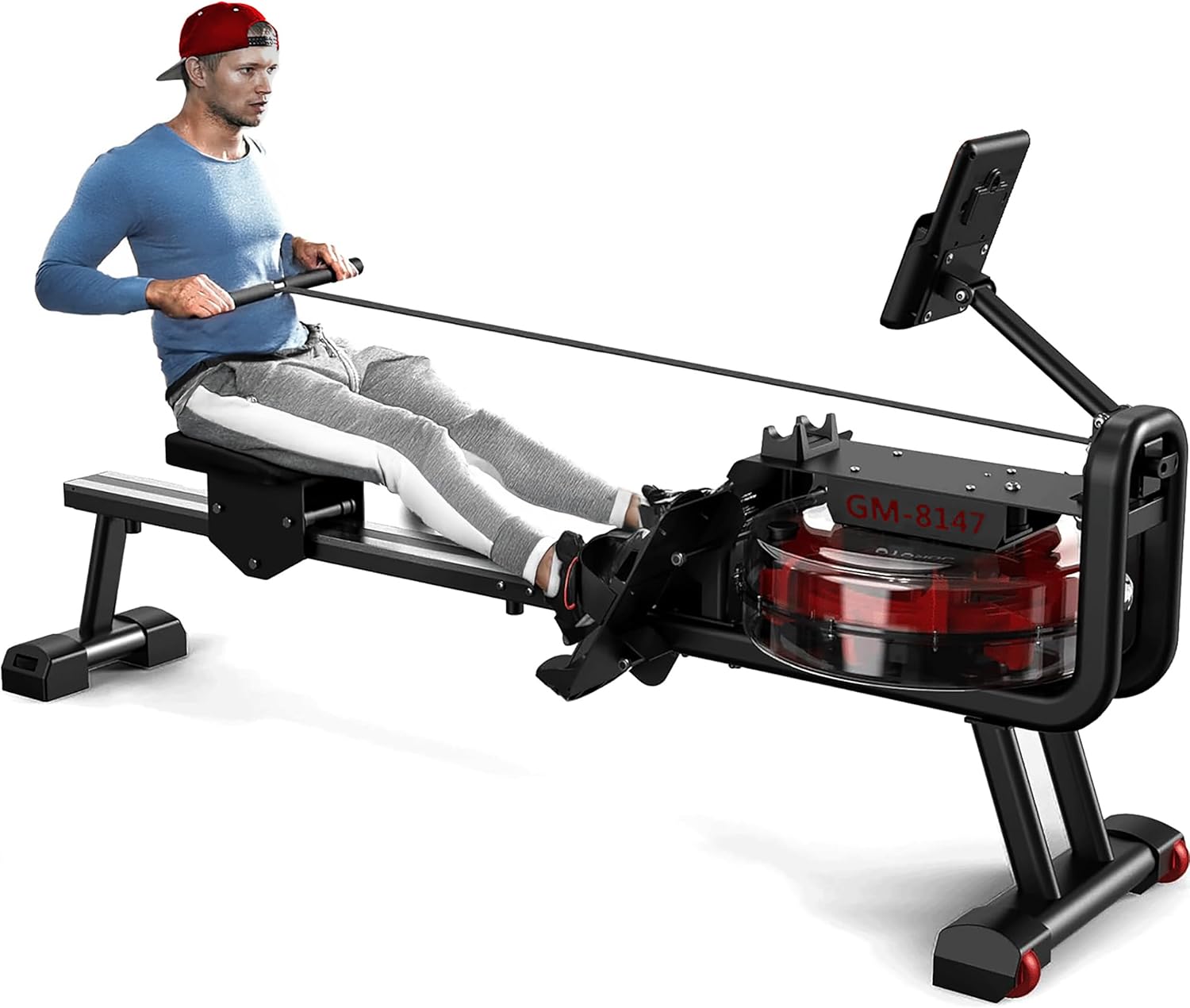 Water Rowing Machine for Home Use ?C Indoor Cardio Rower with 14L Tank, Bluetooth App, LCD Monitor, Foldable Storage & 136KG Capacity Fitness Equipment GM-8147