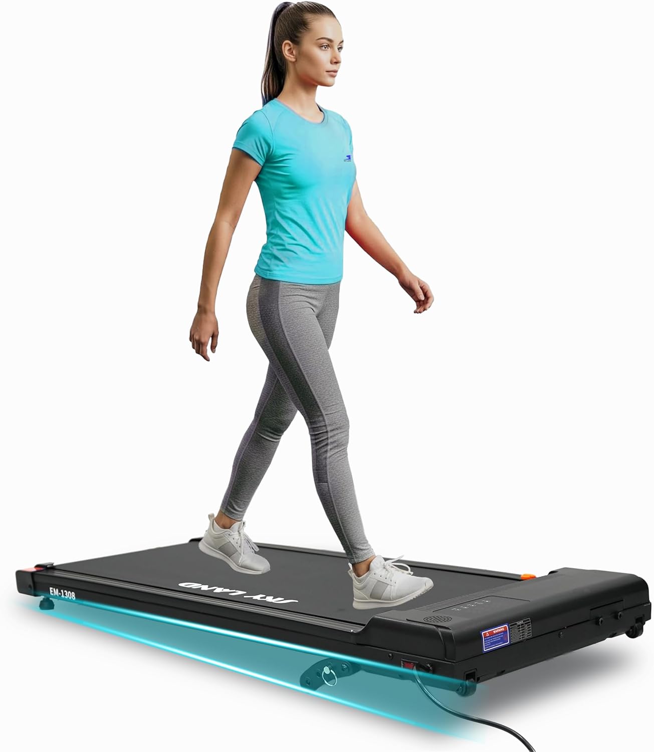 Walking Pad Treadmill, Slim Under Desk Treadmill for Home & Office | Compact, Portable, Quiet 2HP Motor, 3-Level Incline, LED Display, Remote Control, 6 Km/h, 100Kg Capacity EM-1308