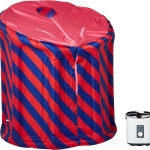 Portable Steam Sauna, Waterproof Foldable Home Spa with Steamer & Foot Pump, Single Person Sauna Tent for Relaxation, Stress Relief & Detox, Easy Setup, Compact Storage ?C Red EM-9200