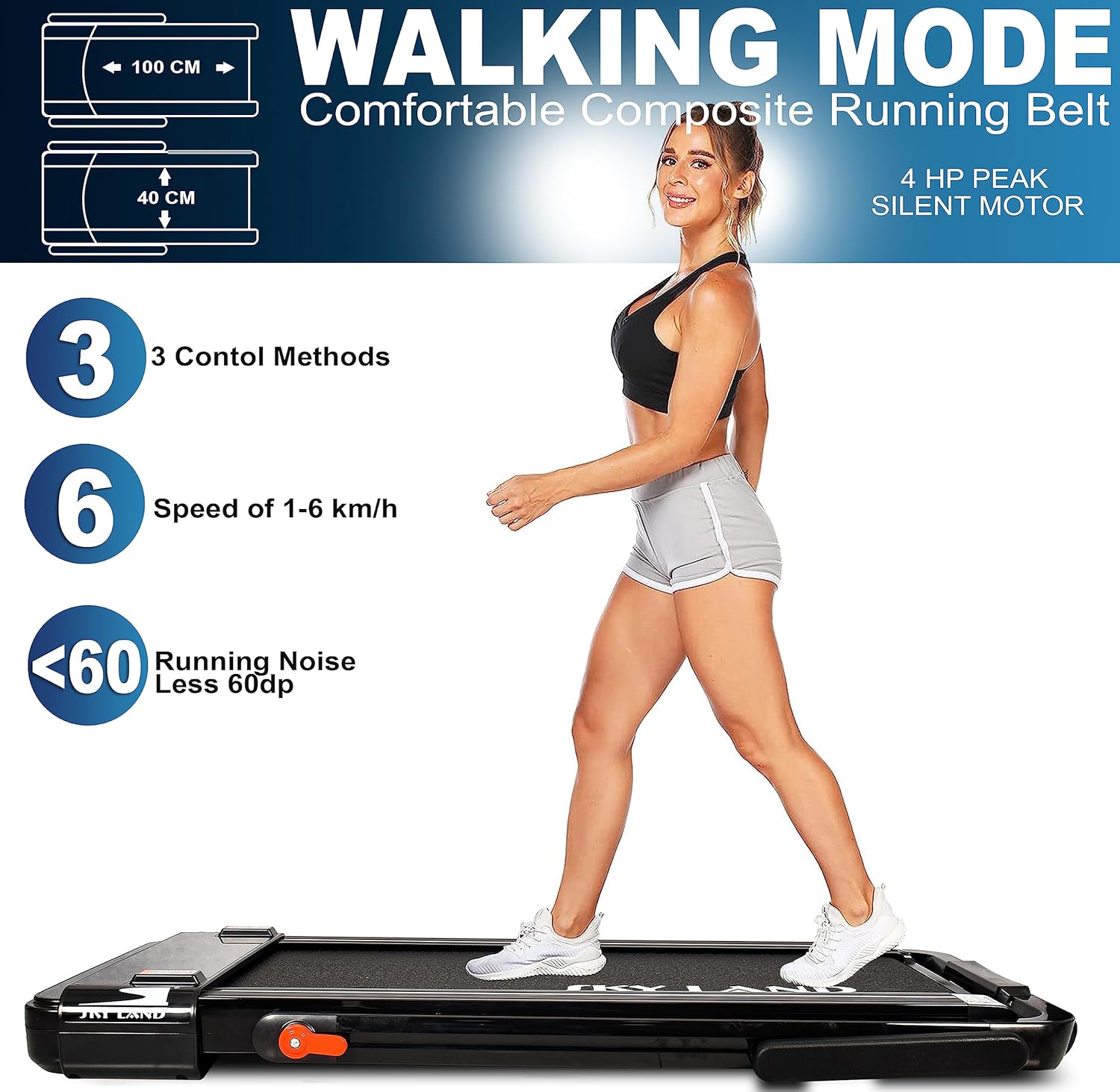 Treadmill for Home, Foldable Home Gym Treadmill with 2.25 HP Quiet Motor, LED Display, App & Remote Control, Compact Cardio Machine for Indoor Fitness & Daily Walking ?C EM-1287-H - Image 4