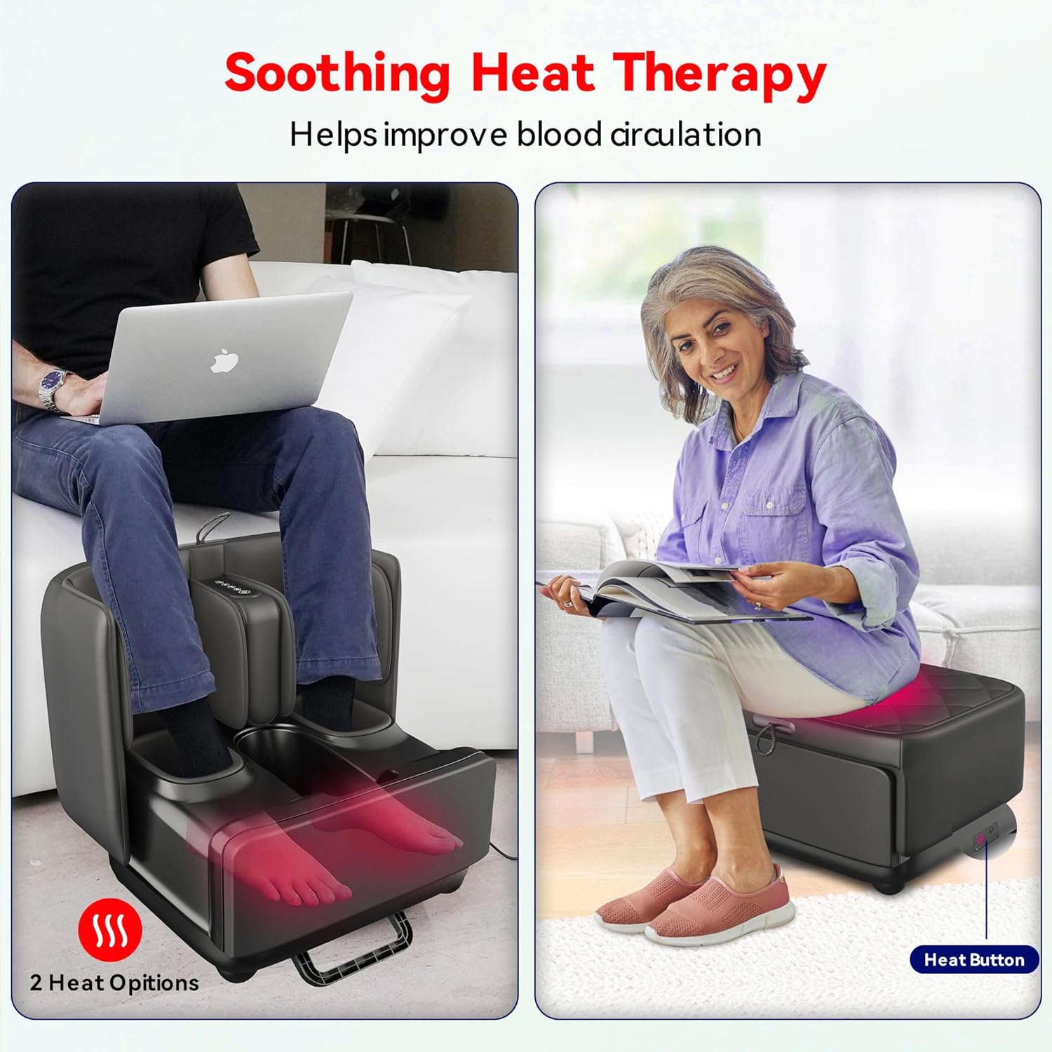 2-in-1 Foot and Calf Massager with Heat, Compression, Vibration & Kneading, Shiatsu Massage Ottoman for Feet, Legs, and Ankle Pain Relief & Relaxation, Fits Men??s EU Size 47 - Image 5
