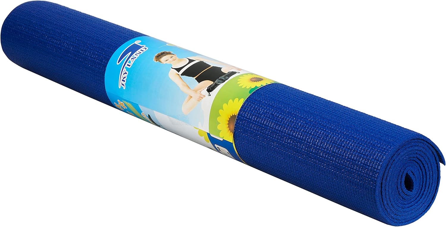 SKY LAND Yoga Mat Non Slip,3mm Yoga Mat-Ideal for HiiT, Pilates, Yoga, and Home Workouts-PVC Gym Exercise Mat Ideal for Various Fitness Routines (Blue, 173 x 61cm)-EM-9306-B