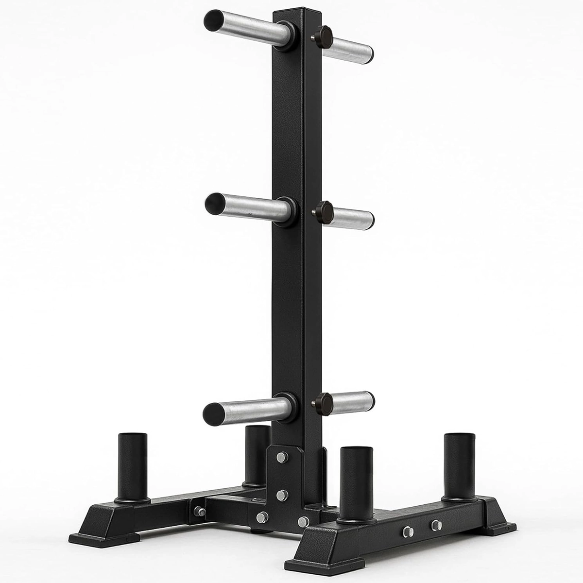 SKY LAND Olympic Weight Plate Storage Rack with Multi-Level Plate Holders and Barbell Storage Posts for Organized Home and Commercial Gym Equipment Storage- EM-9374