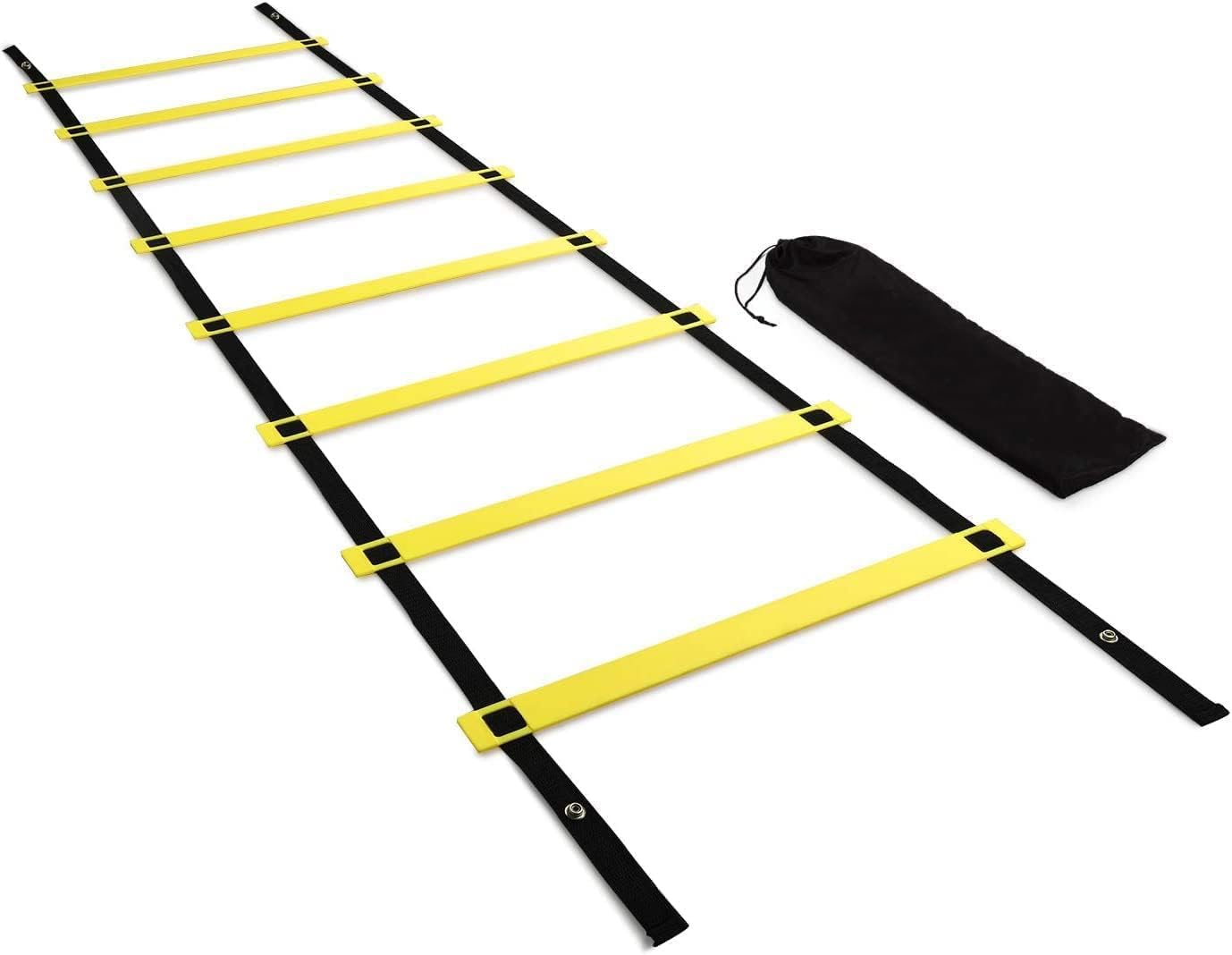 SKY LAND Agility Ladder 4M 8 Rung Speed Training Ladder for Football, Soccer & Fitness Drills Yellow Blue EM-9334-YB