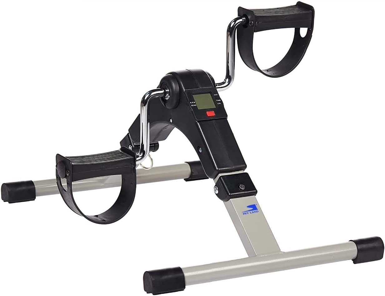 SKY LAND EM-1861 Portable Mini Pedal Exerciser with LCD Monitor | Foldable Under Desk Bike for Arm & Leg Workout, Adjustable Resistance, Non-Slip Home & Office Fitness Machine
