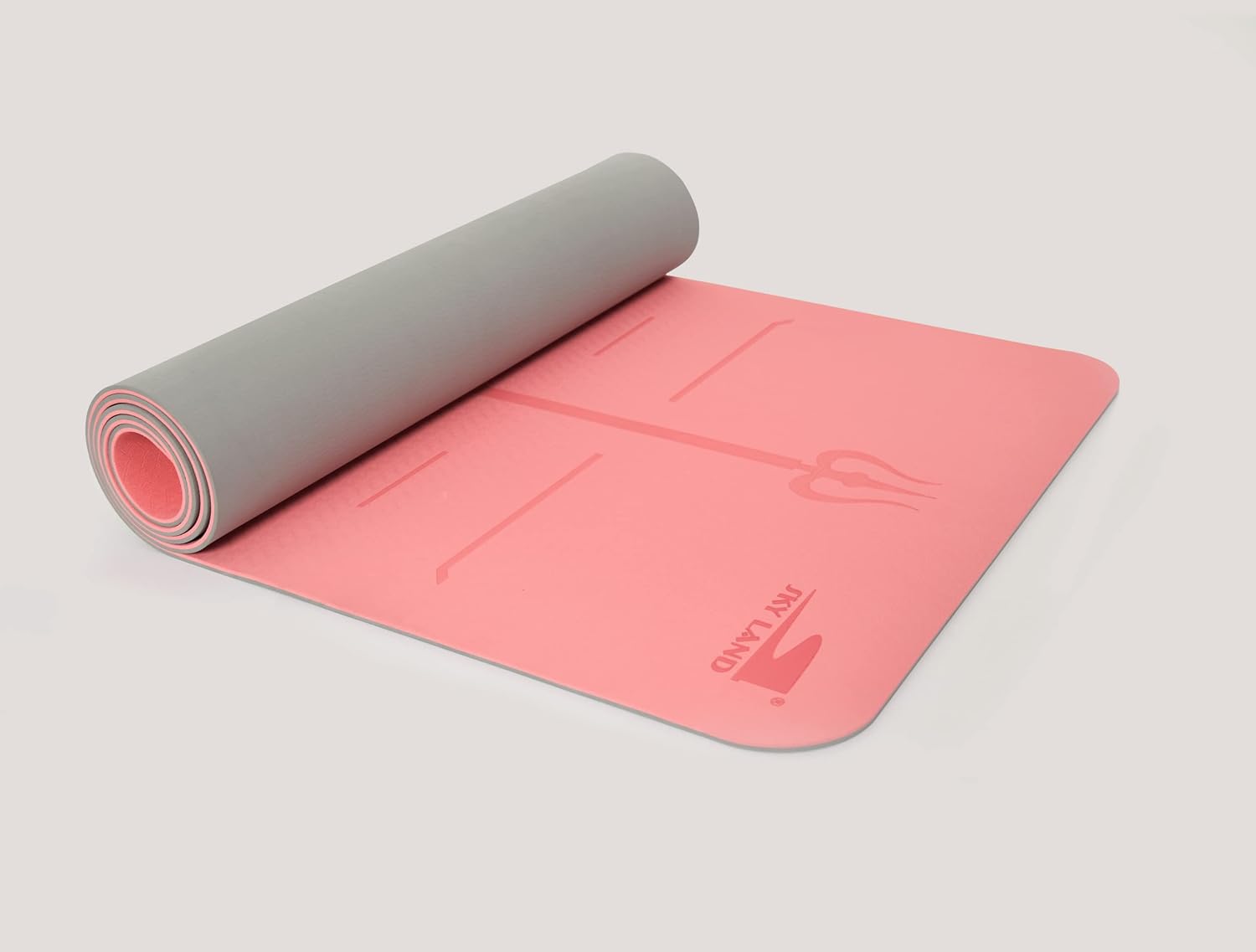 SKY LAND TPE Yoga Mat 6mm Non-Slip with Alignment Marks – 183×61cm Eco-Friendly Pilates & Exercise Mat Pink Grey | EM-9351-R UAE