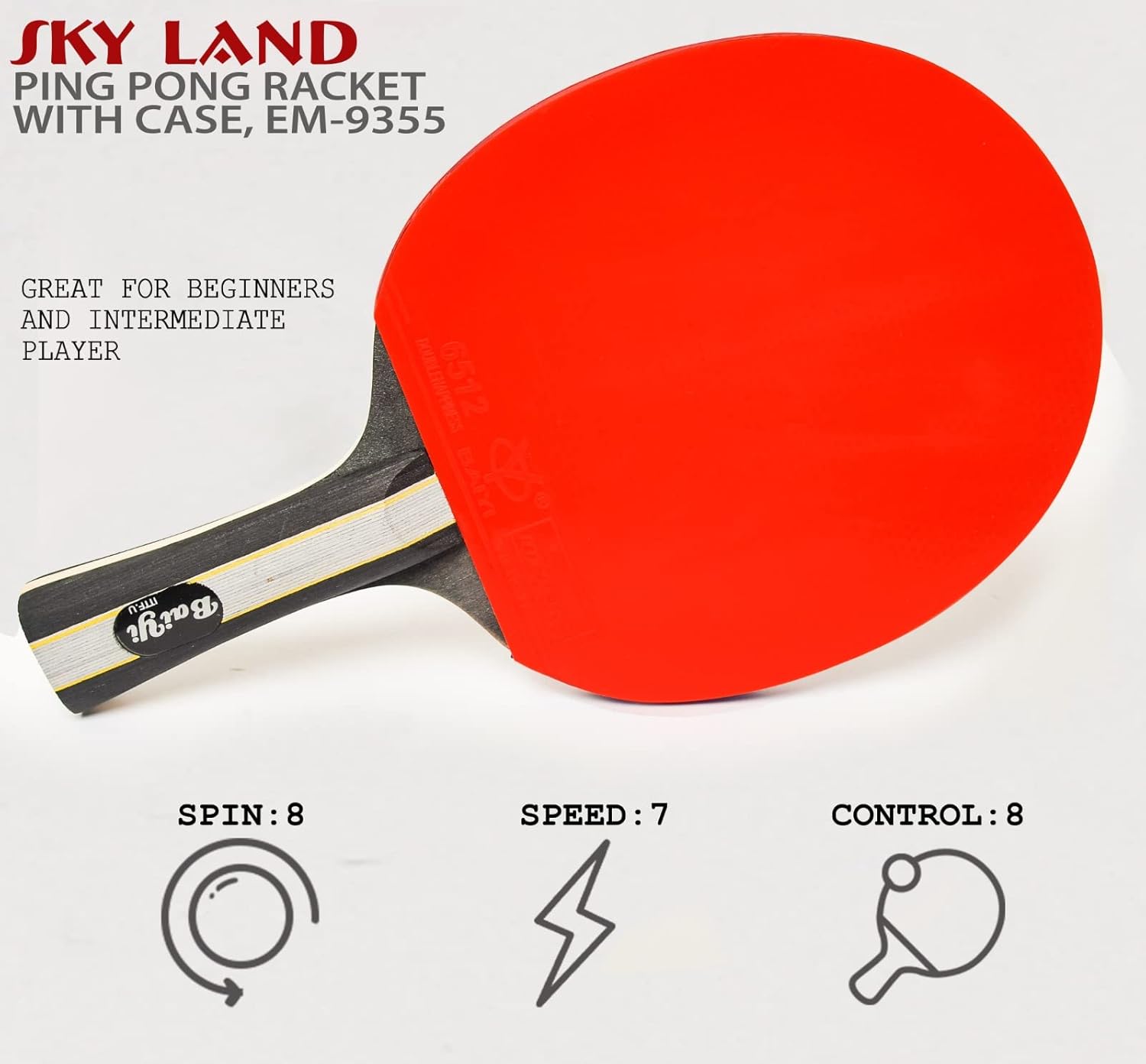 SKY LAND Table Tennis Racket Set 2.0 with 2 Paddles, 3 Balls & Case – Ping Pong Set for Family & Training EM-9355 - Image 2