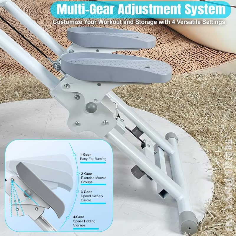 SKY LAND Vertical Step Climbing Machine EM-1886 | Foldable Stair Stepper Climber with 4-Level Pedal Gradient, Adjustable Handle & Saddle, Tablet Holder, Bottle Holder, Wheels, 120KG Capacity for Home Gym UAE - Image 4