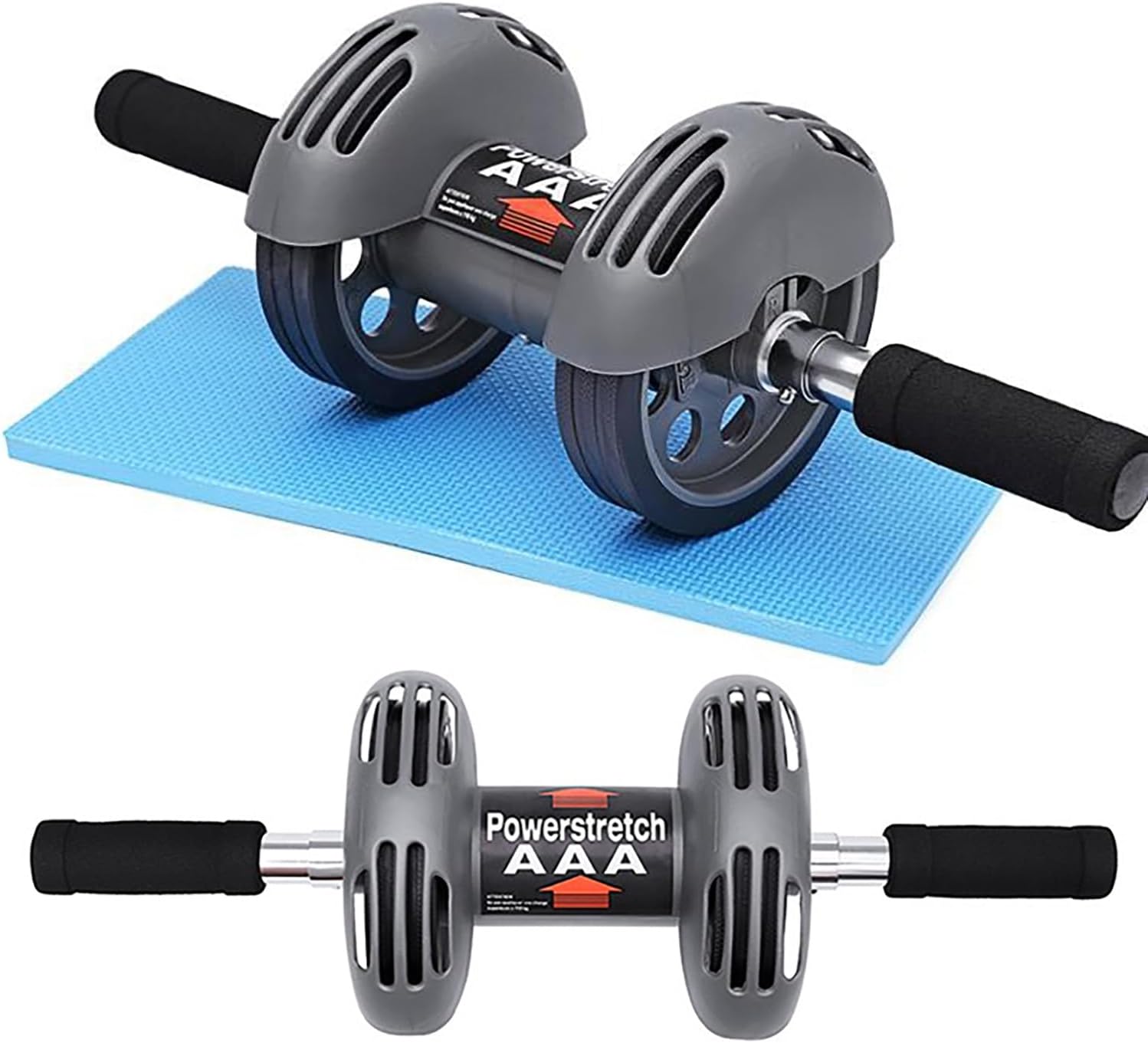 SKY LAND EM-1806 Automatic Rebound Ab Roller Wheel with Knee Pad – Dual Wheel Core Trainer for Abs, Waist, Arms & Shoulders, Home Gym Fitness UAE (Gray)