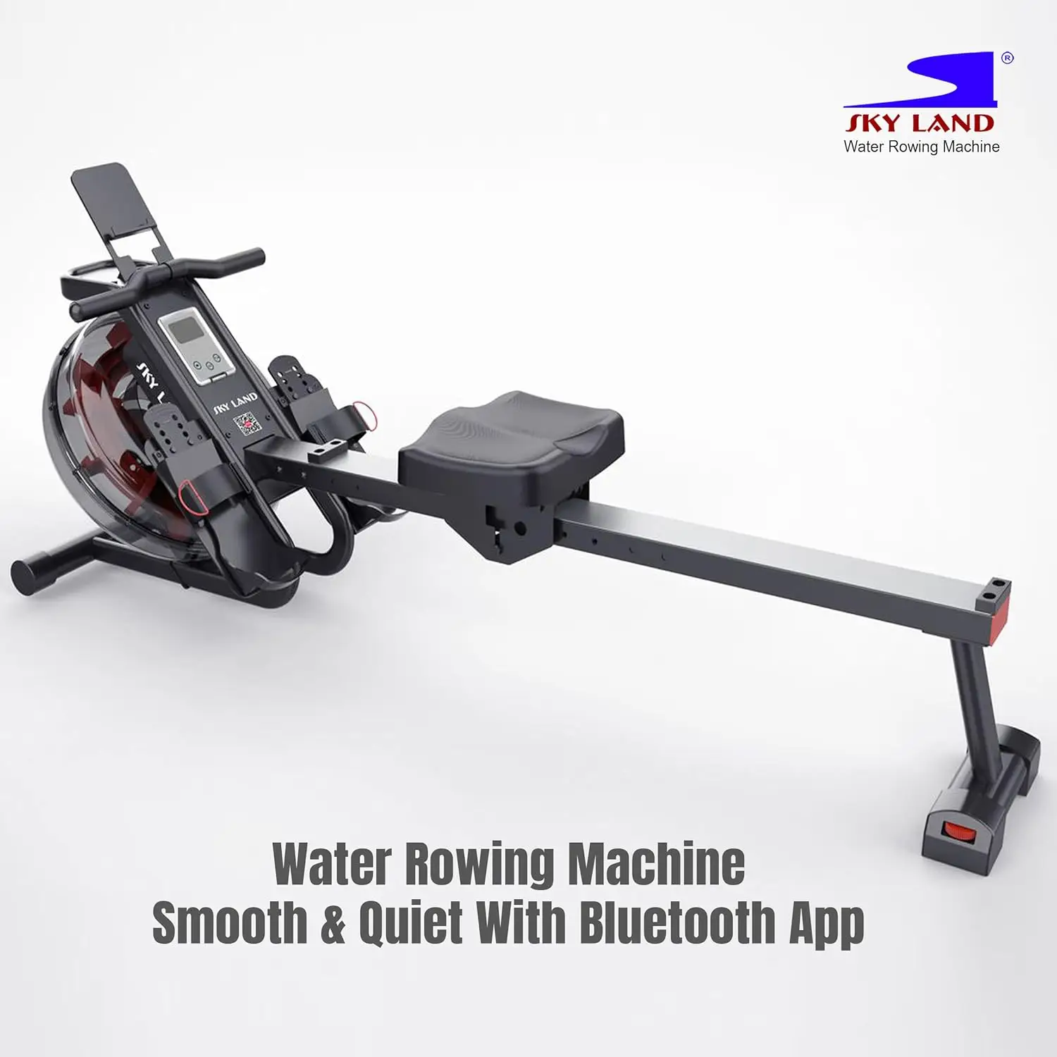 SKY LAND Water Rowing Machine with Water Resistance Tank, Adjustable Seat Rail, LCD Monitor, Ergonomic Seat, Full Body Cardio Workout Equipment for Home Gym Training