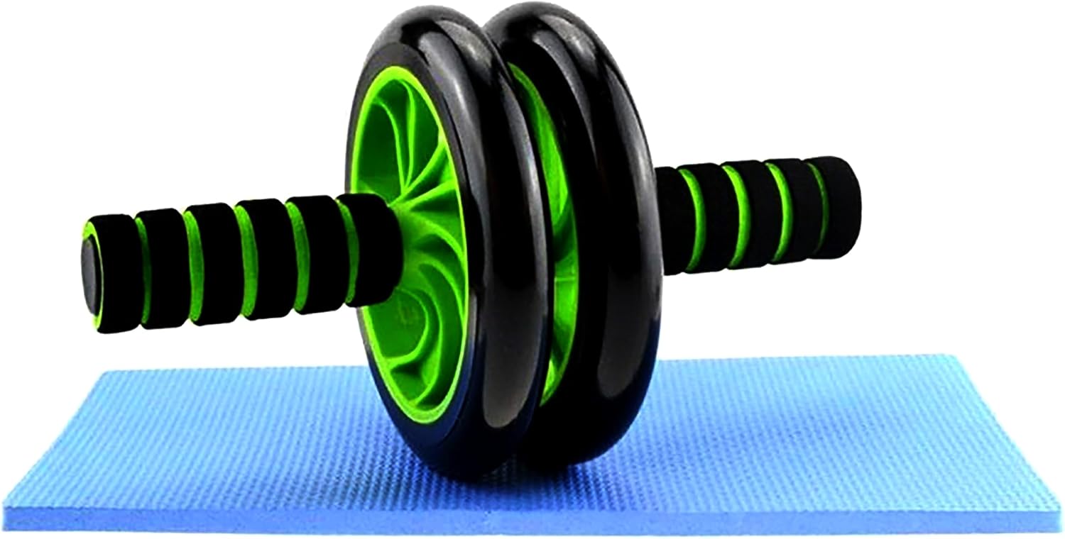 SKY LAND EM-9341-G Double Wheel Abs Carver – Black/Green Ab Roller Exercise Wheel for Core, Abs & Home Gym Workout UAE